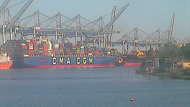 Вид на контейнерный терминал морского порта Саванны