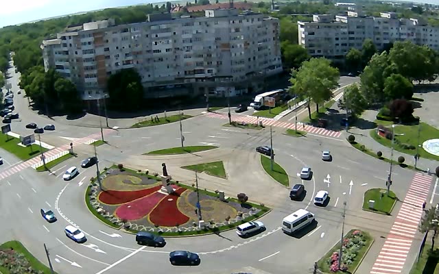 Панорама кольцевой развязки и дорожного движения